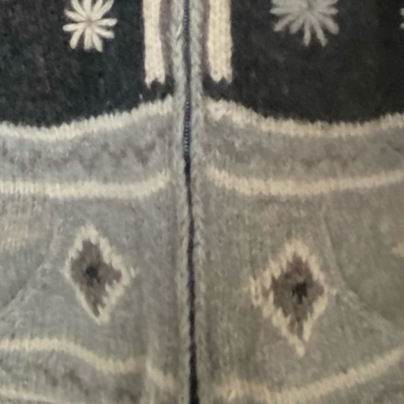 Kyber Grey Wool Fleece Lined Hooded Drawstring Knit Outdoor Cabin Coat. Sz-M - Picture 4 of 15